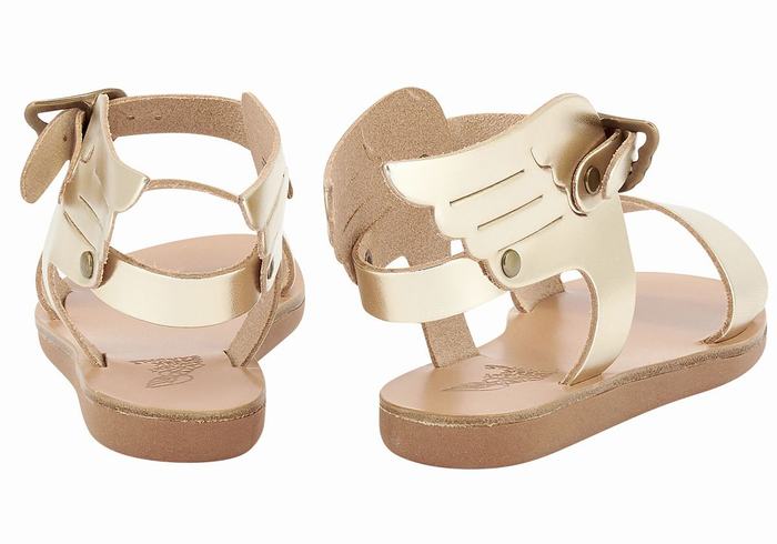 Gold White Ancient Greek Sandals Little Ikaria Soft Kids' Casual Sandals | ZDV8466OE