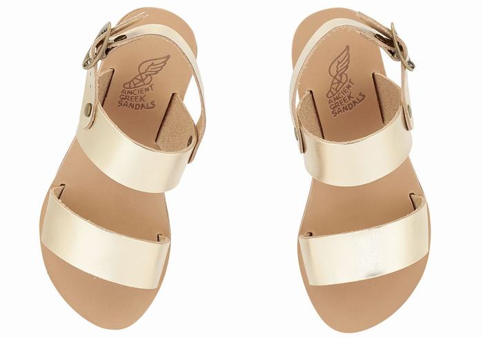 Gold White Ancient Greek Sandals Little Clio Soft Kids' Casual Sandals | UAN8429WY