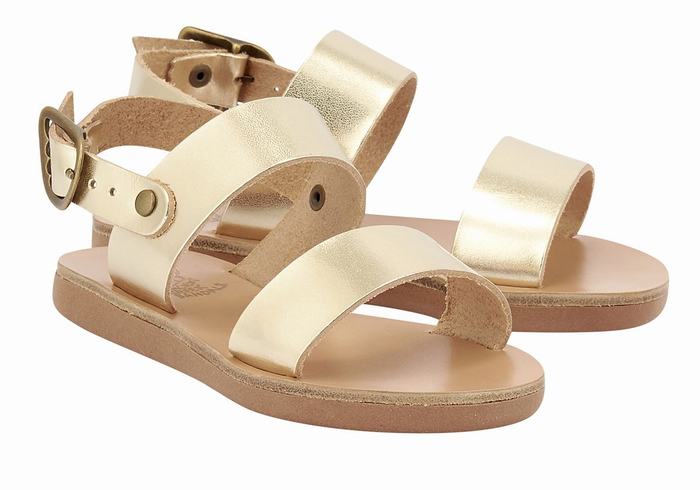 Gold White Ancient Greek Sandals Little Clio Soft Kids' Casual Sandals | UAN8429WY