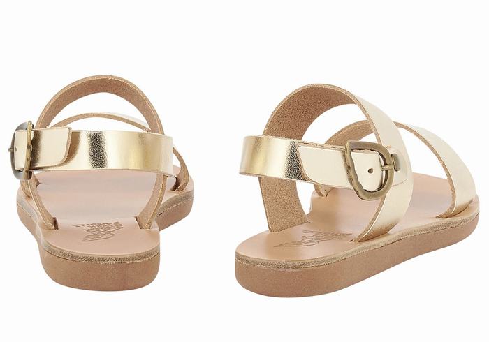 Gold White Ancient Greek Sandals Little Clio Soft Kids' Casual Sandals | UAN8429WY