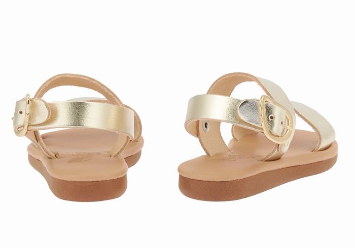 Gold White Ancient Greek Sandals Little Calamos Soft Kids' Casual Sandals | DGE6056GR