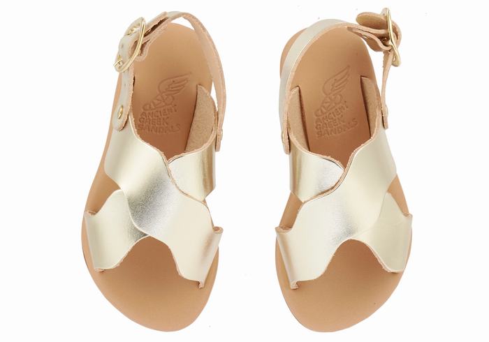 Gold White Ancient Greek Sandals Little Atokos Soft Kids' Casual Sandals | XUQ845RY