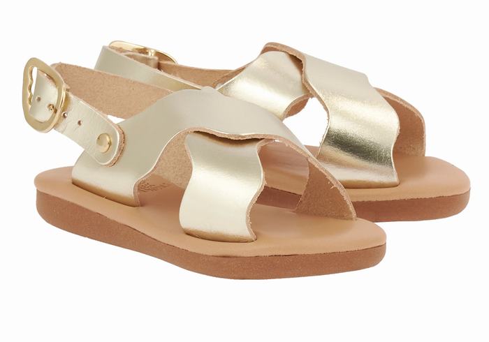 Gold White Ancient Greek Sandals Little Atokos Soft Kids' Casual Sandals | XUQ845RY