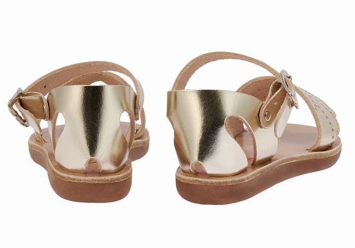 Gold White Ancient Greek Sandals Little Andromeda Soft Kids' Casual Sandals | JQO211QY