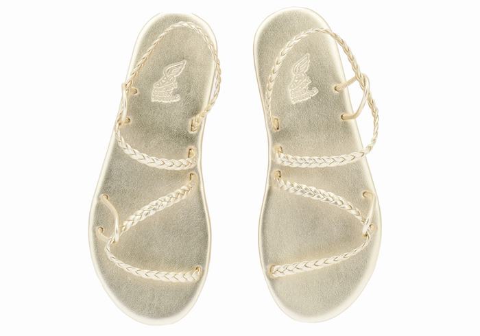 Gold White Ancient Greek Sandals Maya Women Braided Sandals | IZB8892KX