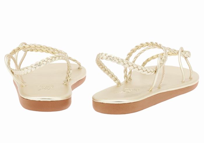 Gold White Ancient Greek Sandals Maya Women Braided Sandals | IZB8892KX