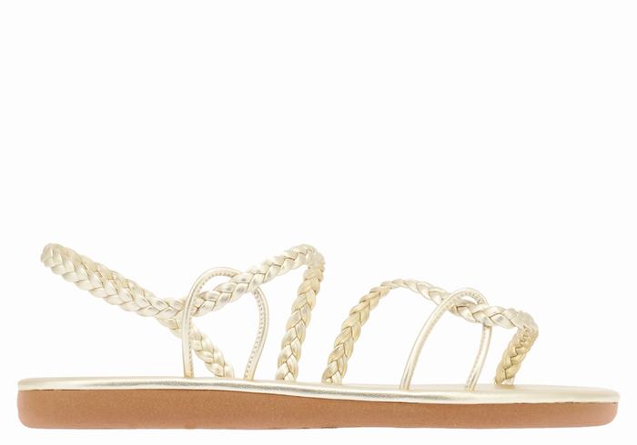 Gold White Ancient Greek Sandals Maya Women Braided Sandals | IZB8892KX