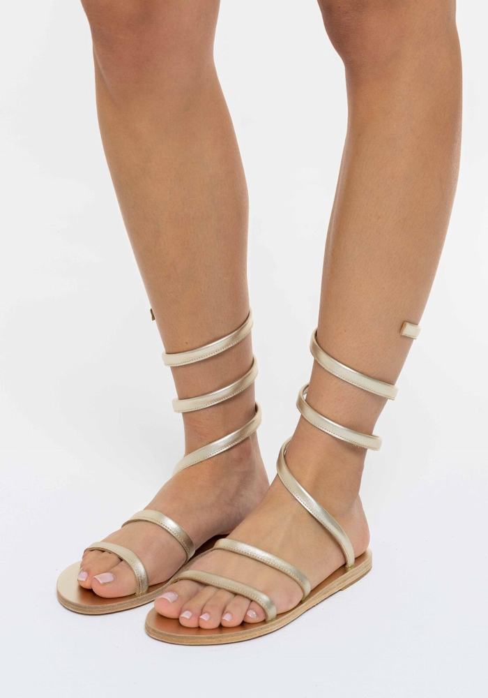 Gold White Ancient Greek Sandals Ofis Leather Women Gladiator Sandals | RKE955VF