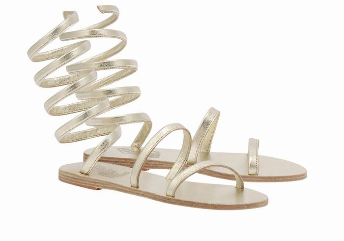 Gold White Ancient Greek Sandals Ofis Leather Women Gladiator Sandals | RKE955VF