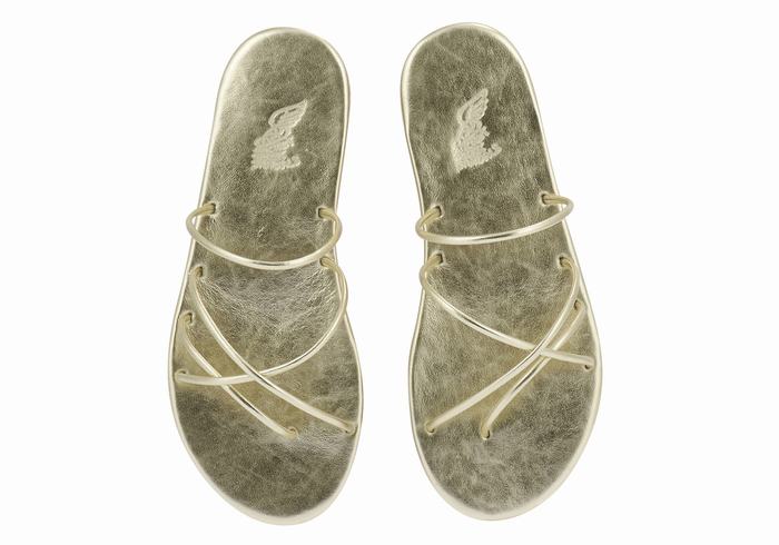 Gold White Ancient Greek Sandals Pu Women Slide Sandals | IGG8312MQ