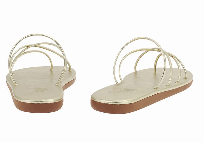 Gold White Ancient Greek Sandals Pu Women Slide Sandals | IGG8312MQ