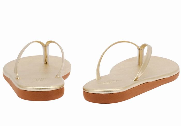 Gold White Ancient Greek Sandals Saionara Women Flip Flops | NVI3169OS