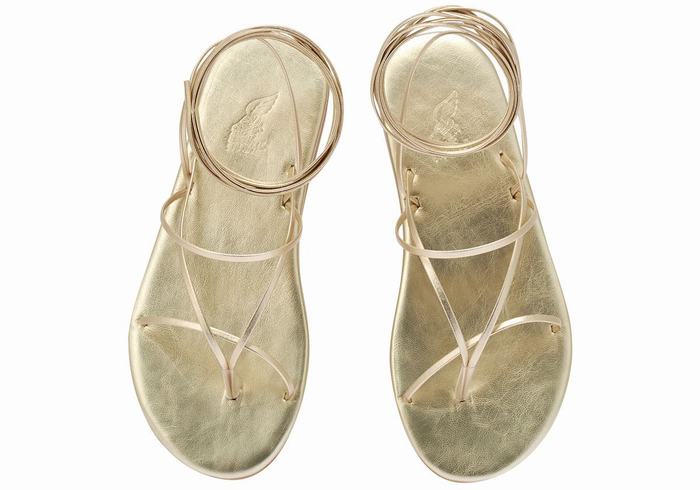 Gold White Ancient Greek Sandals String Women Gladiator Sandals | ZFE7474PF