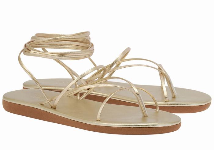 Gold White Ancient Greek Sandals String Women Gladiator Sandals | ZFE7474PF