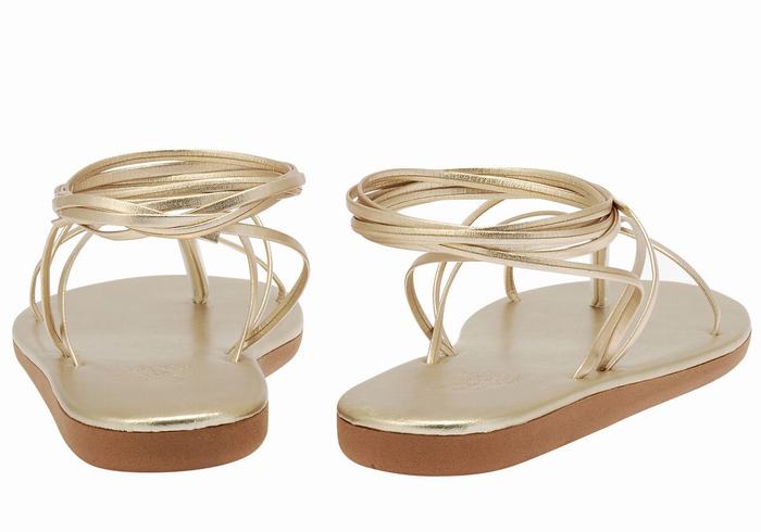 Gold White Ancient Greek Sandals String Women Gladiator Sandals | ZFE7474PF