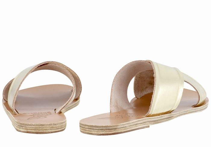 Gold White Ancient Greek Sandals Thais Women Slide Sandals | TPK4330OF