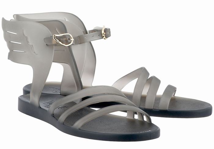 Grey Ancient Greek Sandals Ikaria Women Ankle Strap Sandals | EWS3486IE