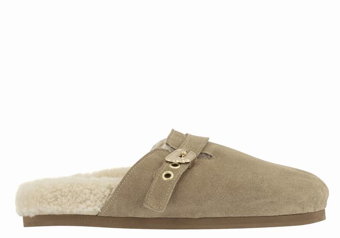 Grey Brown Ancient Greek Sandals Vasilitsa Women Slippers | UPU8774DE