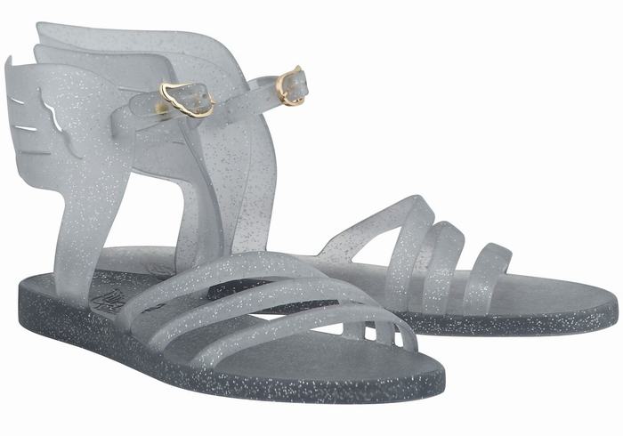 Grey Silver Ancient Greek Sandals Ikaria Women Ankle Strap Sandals | EEM4183VW