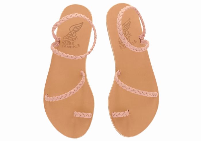 Pink Ancient Greek Sandals Eleftheria Leather Women Braided Sandals | ASB72100HV