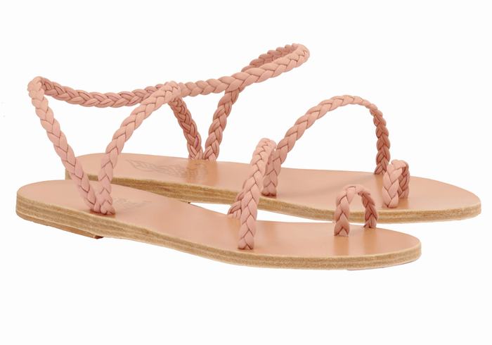 Pink Ancient Greek Sandals Eleftheria Leather Women Braided Sandals | ASB72100HV