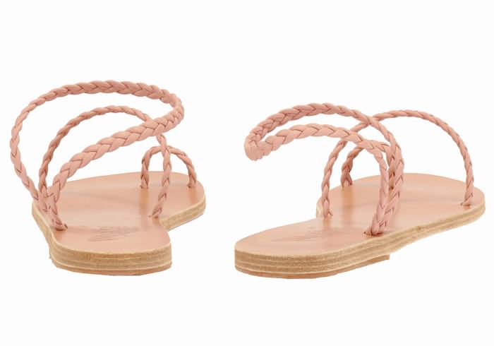 Pink Ancient Greek Sandals Eleftheria Leather Women Braided Sandals | ASB72100HV