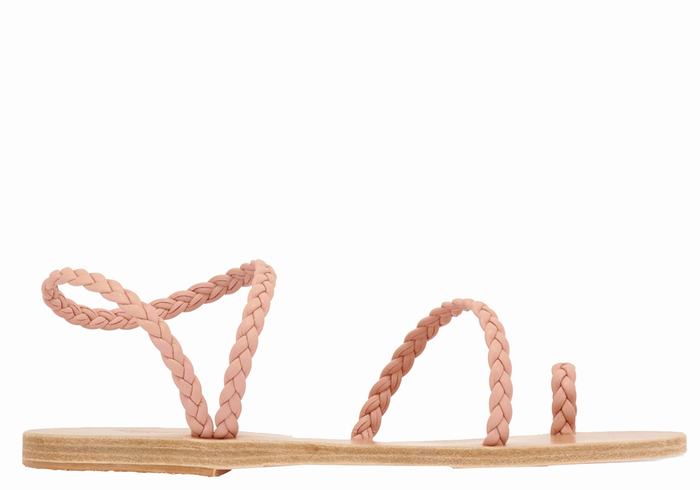 Pink Ancient Greek Sandals Eleftheria Leather Women Braided Sandals | ASB72100HV