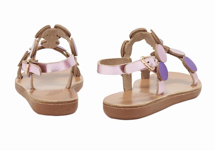 Pink Purple Ancient Greek Sandals Little Uranos Soft Kids' Flat Sandals | GQN8674XY