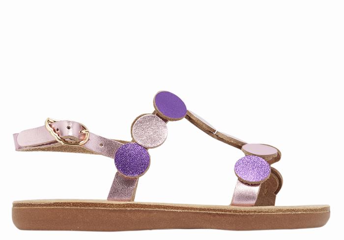 Pink Purple Ancient Greek Sandals Little Uranos Soft Kids\' Flat Sandals | GQN8674XY