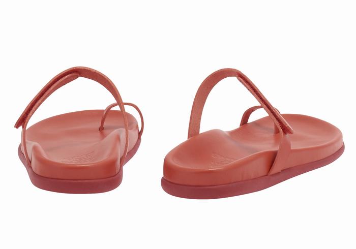 Red Ancient Greek Sandals Dokos Women Toe-Post Sandals | PTB4052OG