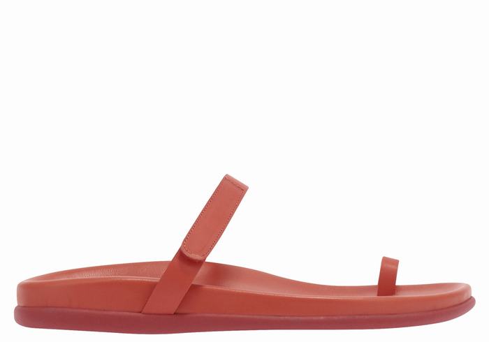 Red Ancient Greek Sandals Dokos Women Toe-Post Sandals | PTB4052OG