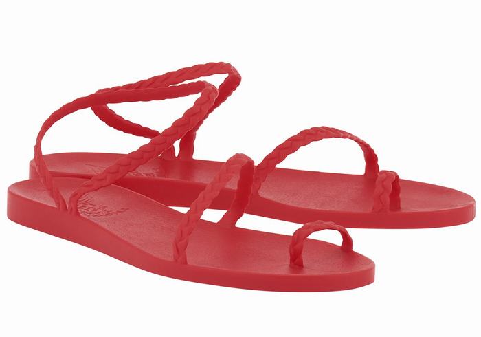 Red Ancient Greek Sandals Eleftheria Women Braided Sandals | IIN2694CV