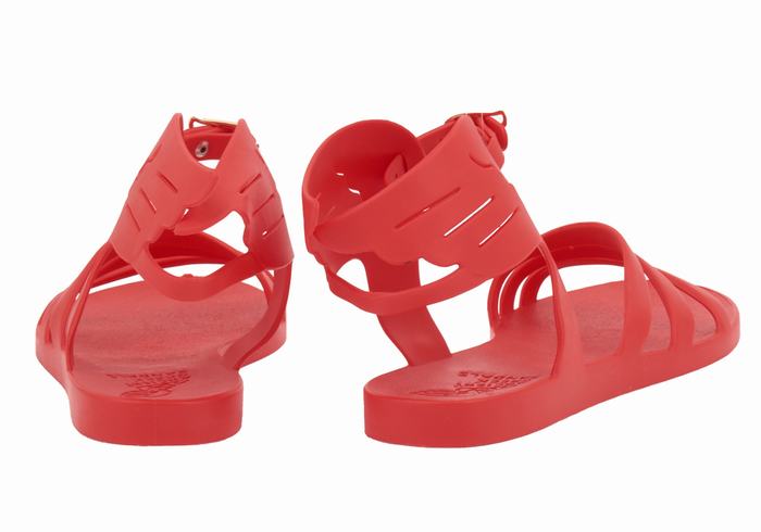 Red Ancient Greek Sandals Ikaria Women Ankle Strap Sandals | XMK4743WY