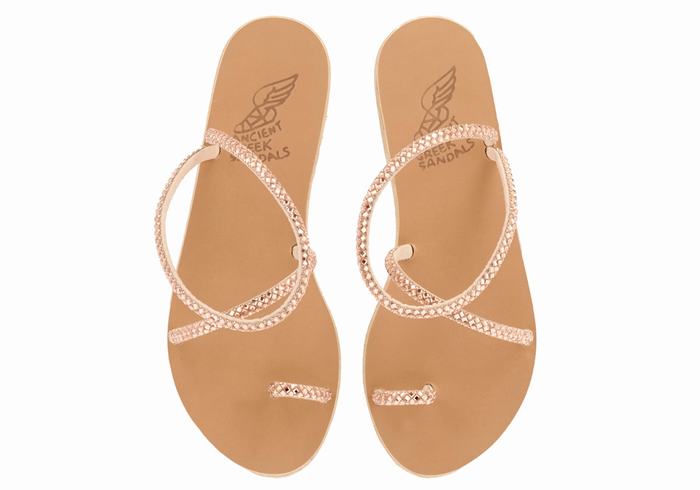 Rose Gold Ancient Greek Sandals Apli Eleftheria Women Toe-Post Sandals | AKY6042TT