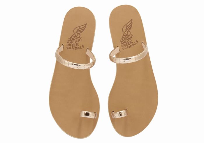 Rose Gold Ancient Greek Sandals Ophion Women Toe-Post Sandals | CJL425EB