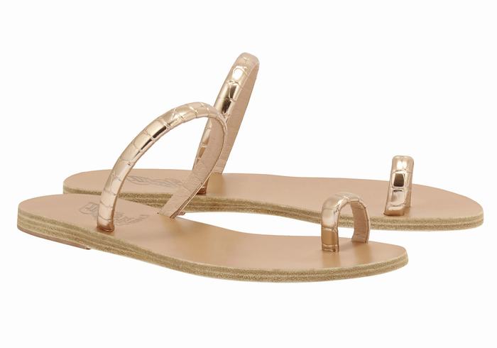 Rose Gold Ancient Greek Sandals Ophion Women Toe-Post Sandals | CJL425EB