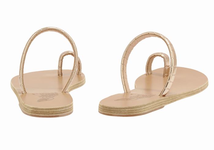 Rose Gold Ancient Greek Sandals Ophion Women Toe-Post Sandals | CJL425EB