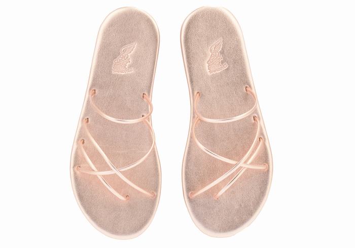 Rose Gold Ancient Greek Sandals Pu Women Slide Sandals | NMJ8432LI