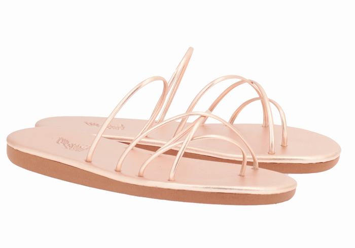 Rose Gold Ancient Greek Sandals Pu Women Slide Sandals | NMJ8432LI