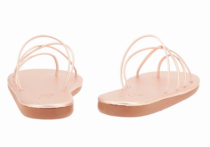 Rose Gold Ancient Greek Sandals Pu Women Slide Sandals | NMJ8432LI