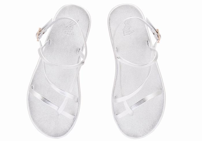 Silver Ancient Greek Sandals Alethea Women Back-Strap Sandals | JOM1863BN