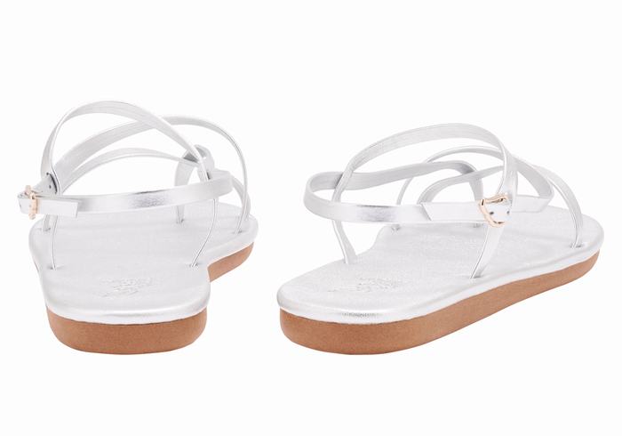 Silver Ancient Greek Sandals Alethea Women Back-Strap Sandals | JOM1863BN