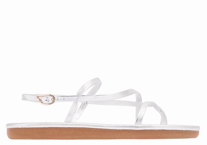 Silver Ancient Greek Sandals Alethea Women Back-Strap Sandals | JOM1863BN