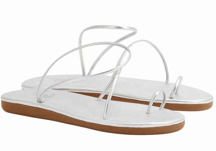 Silver Ancient Greek Sandals Kansiz Women Toe-Post Sandals | MKV688XM