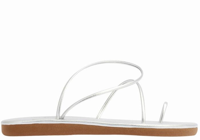 Silver Ancient Greek Sandals Kansiz Women Toe-Post Sandals | MKV688XM