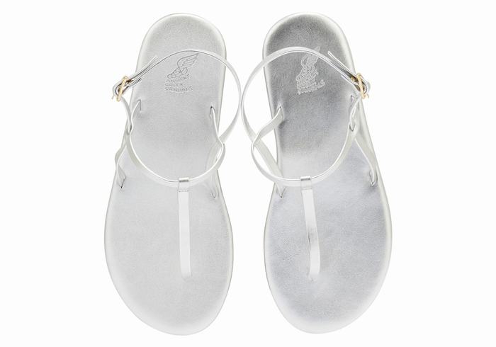 Silver Ancient Greek Sandals Lito Flip Flop Women Back-Strap Sandals | TRM6828SZ