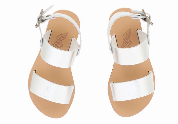 Silver Ancient Greek Sandals Little Clio Soft Kids' Casual Sandals | WQX3484QK