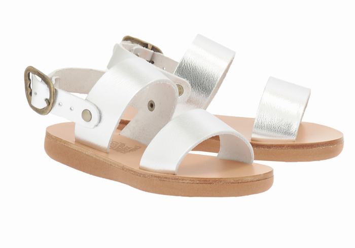 Silver Ancient Greek Sandals Little Clio Soft Kids' Casual Sandals | WQX3484QK