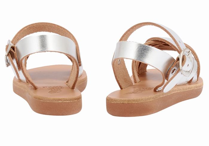 Silver Ancient Greek Sandals Little Electra Soft Kids' Flat Sandals | XOA8725PO