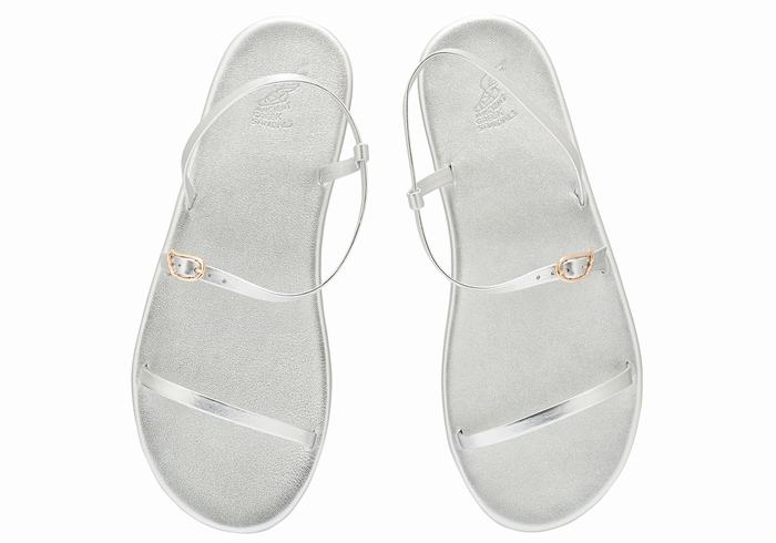 Silver Ancient Greek Sandals Niove Women Back-Strap Sandals | YFK737CP